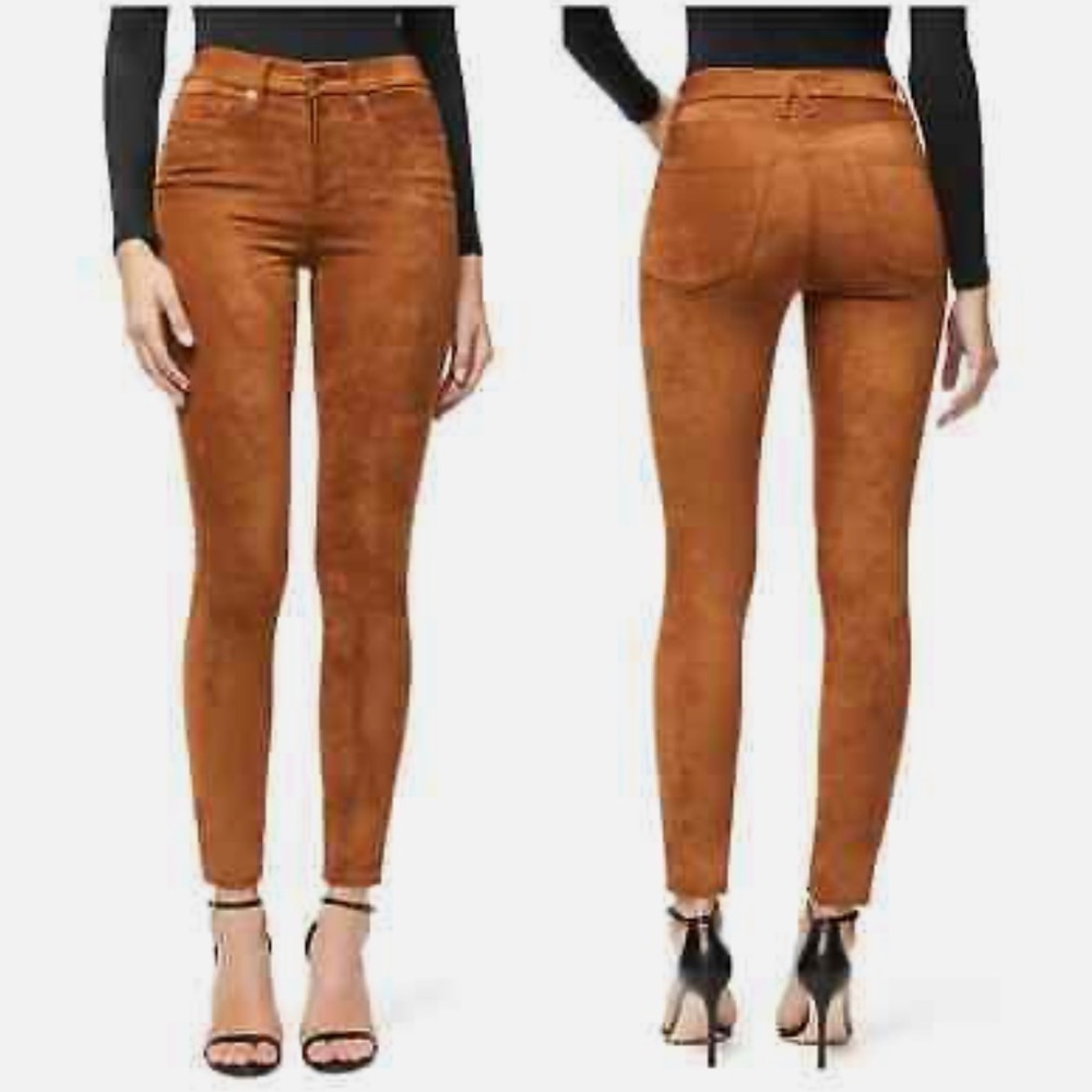 GOOD AMERICAN Good Waist Faux Suede Jeans in Tobacco Size 2